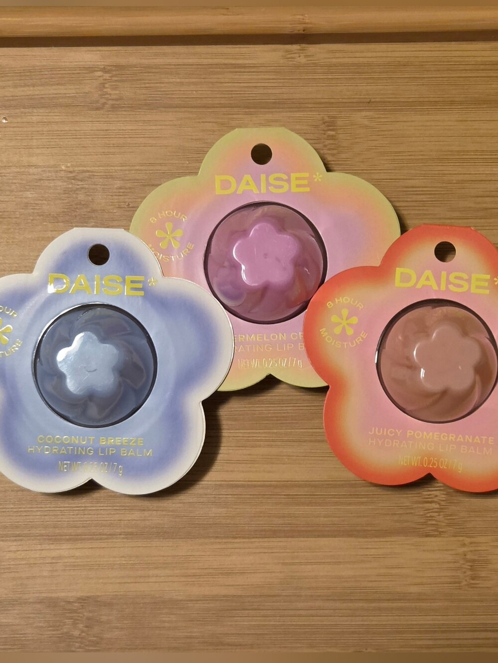 DAISE Flower Lip Balm Trio — Pink, Peach, Lavender
